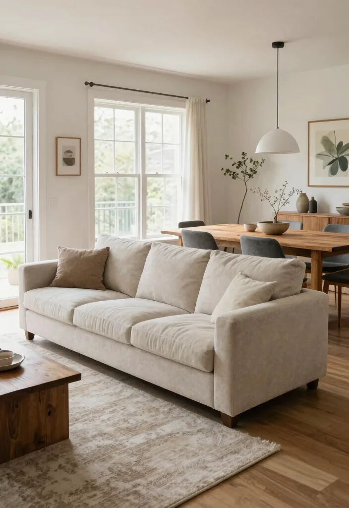 15 Loaf Sofa Living Room Ideas for Modern Relaxed Comfort 9. Open Floor Plan Flow 0