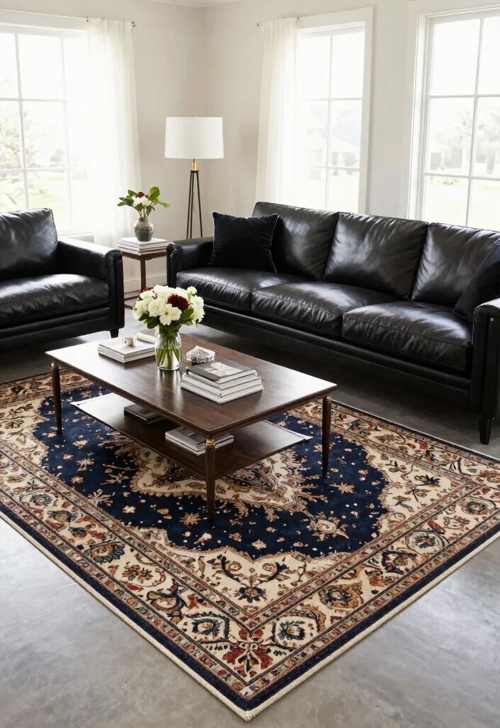 15 Rug Sizes Living Room Ideas To Get Proportions Right 4. The Statement 9x12 Feet Rug 0