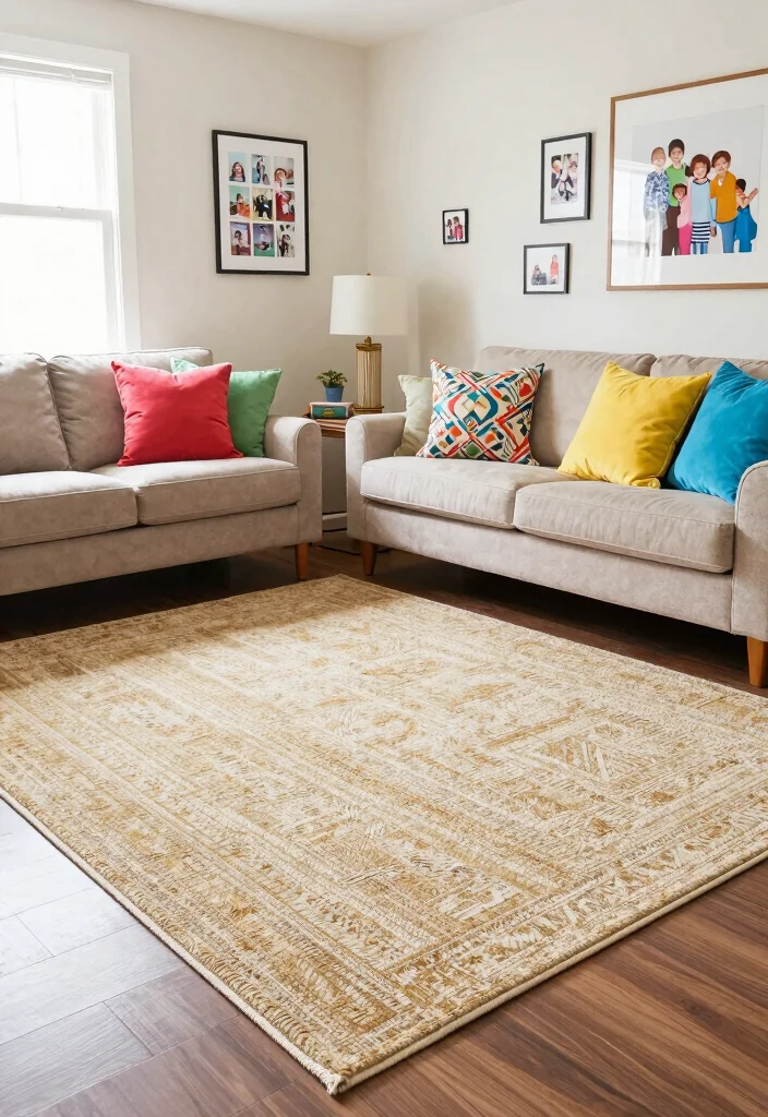 15 Rug Sizes Living Room Ideas To Get Proportions Right 8. The Multi Purpose Area Rug 0