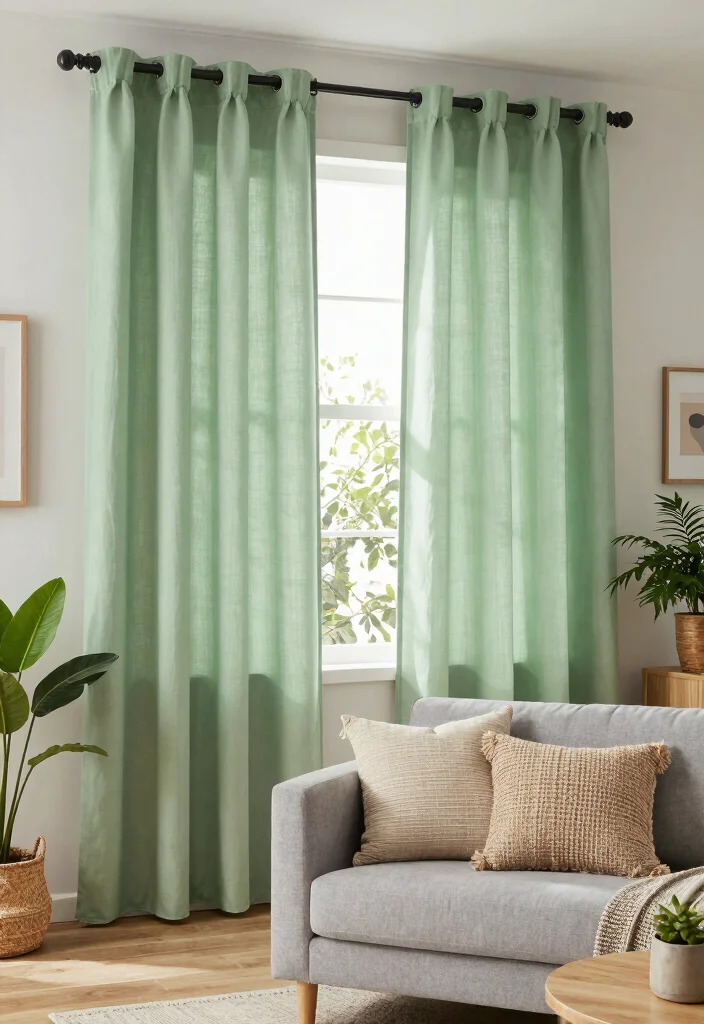 15 Short Curtains Living Room Ideas for a Casual Practical Style 4. Eco Friendly Fabrics 0