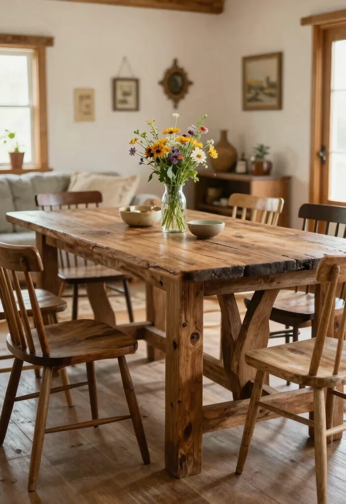 15 Wooden Living Room Table Ideas for a Natural Timeless Style 10. Rustic Farm Table 0