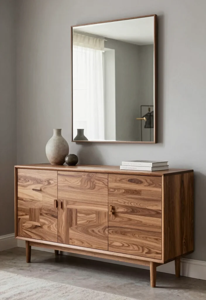 15 Wooden Living Room Table Ideas for a Natural Timeless Style 12. Contemporary Wooden Console Table 0