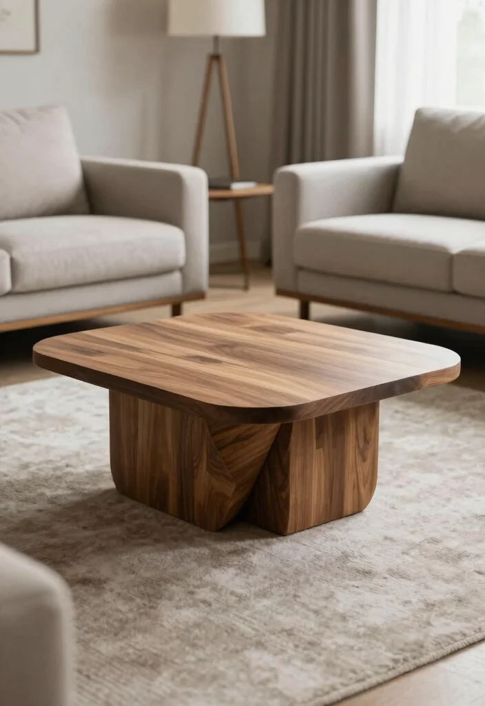 15 Wooden Living Room Table Ideas for a Natural Timeless Style 15. Statement Wooden Coffee Table 0