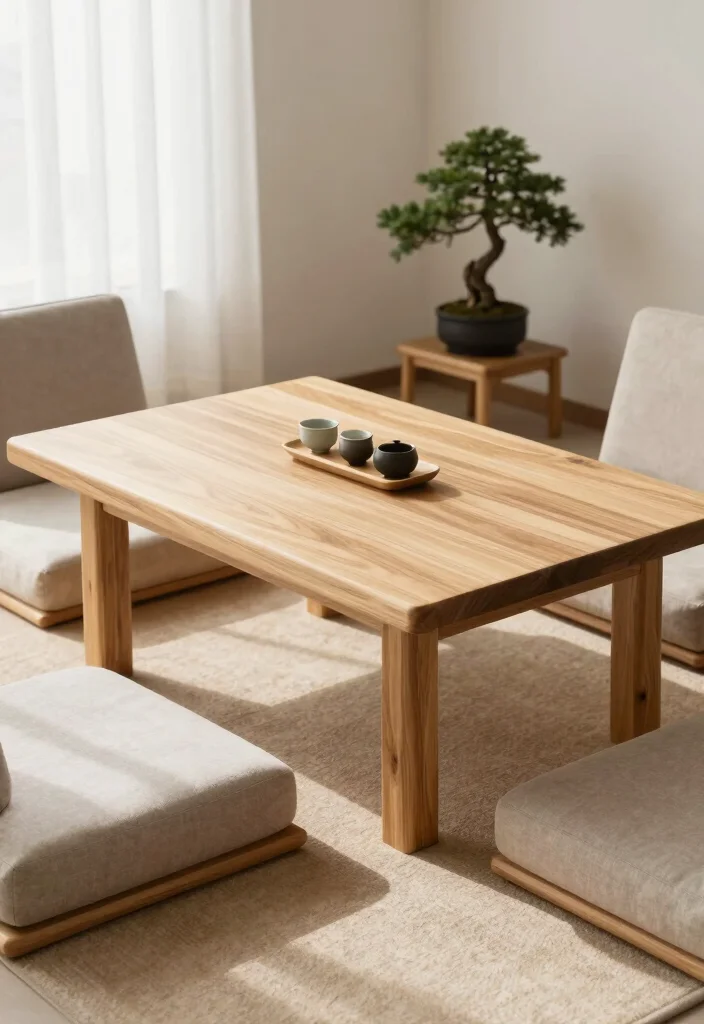15 Wooden Living Room Table Ideas for a Natural Timeless Style 6. Japanese Style Wooden Table 0