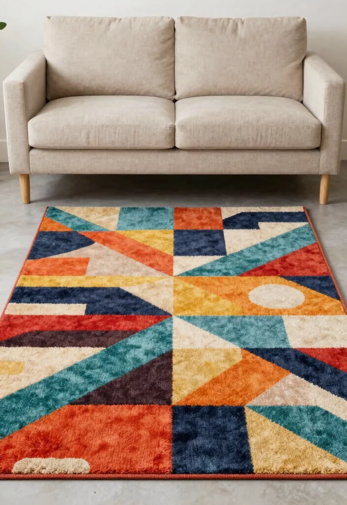 16 Beige Couch Living Room Rugs Ideas Perfect Color Pairings 14. Graphic Pattern Rugs 0