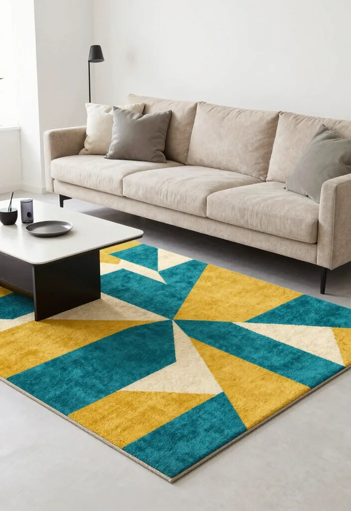 16 Beige Couch Living Room Rugs Ideas Perfect Color Pairings 4. Geometric Patterned Rugs 0