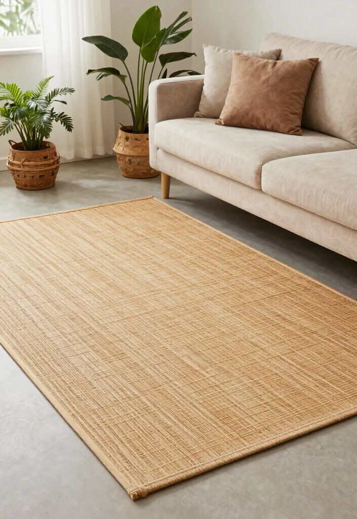 16 Beige Couch Living Room Rugs Ideas Perfect Color Pairings 6. Bamboo Weave Rugs 0