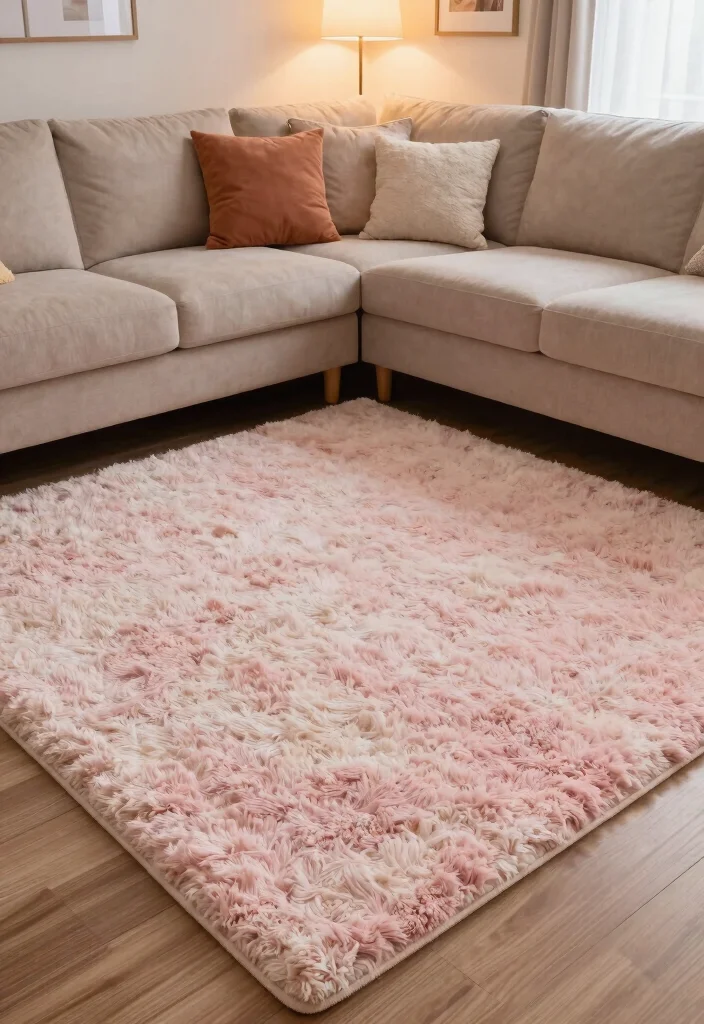 16 Beige Couch Living Room Rugs Ideas Perfect Color Pairings 7. Shag Rugs for Comfort 0