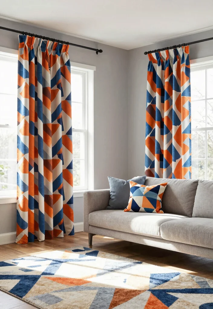 16 Bold Curtains Living Room Ideas Statement Making Style 1. Eclectic Geometric Patterns 0