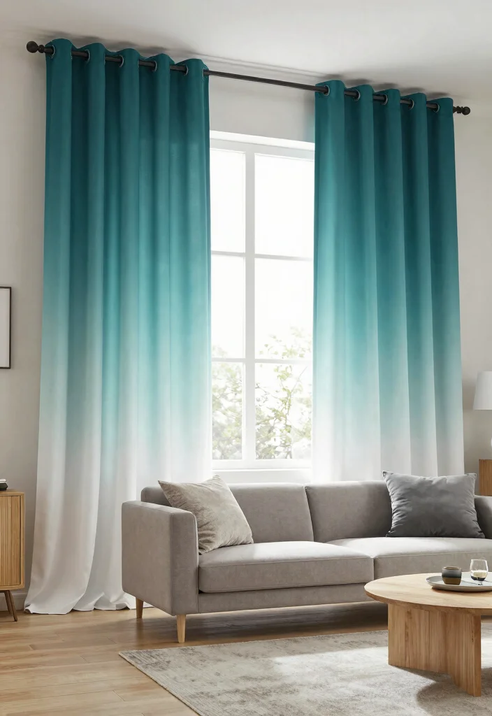 16 Bold Curtains Living Room Ideas Statement Making Style 4. Ombre Delight 0
