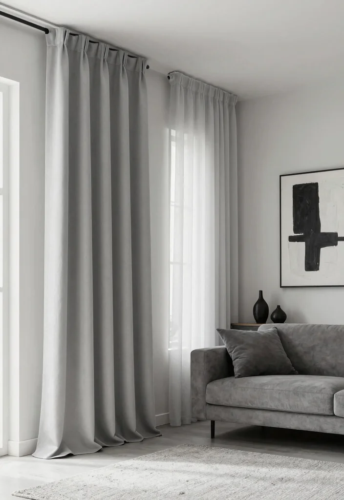 16 Bold Curtains Living Room Ideas Statement Making Style 7. Minimalist Monochrome 0
