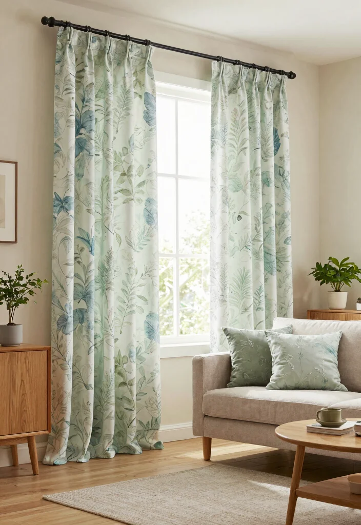 16 Bold Curtains Living Room Ideas Statement Making Style 9. Nature Inspired Textiles 0