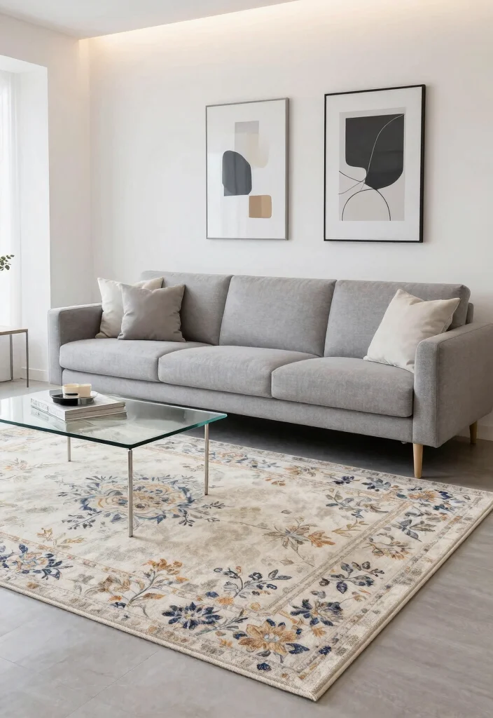 16 Floral Rug Living Room Ideas Soft Patterned Charm 12. Contemporary Elegance with Sophisticated Floral Rugs 0
