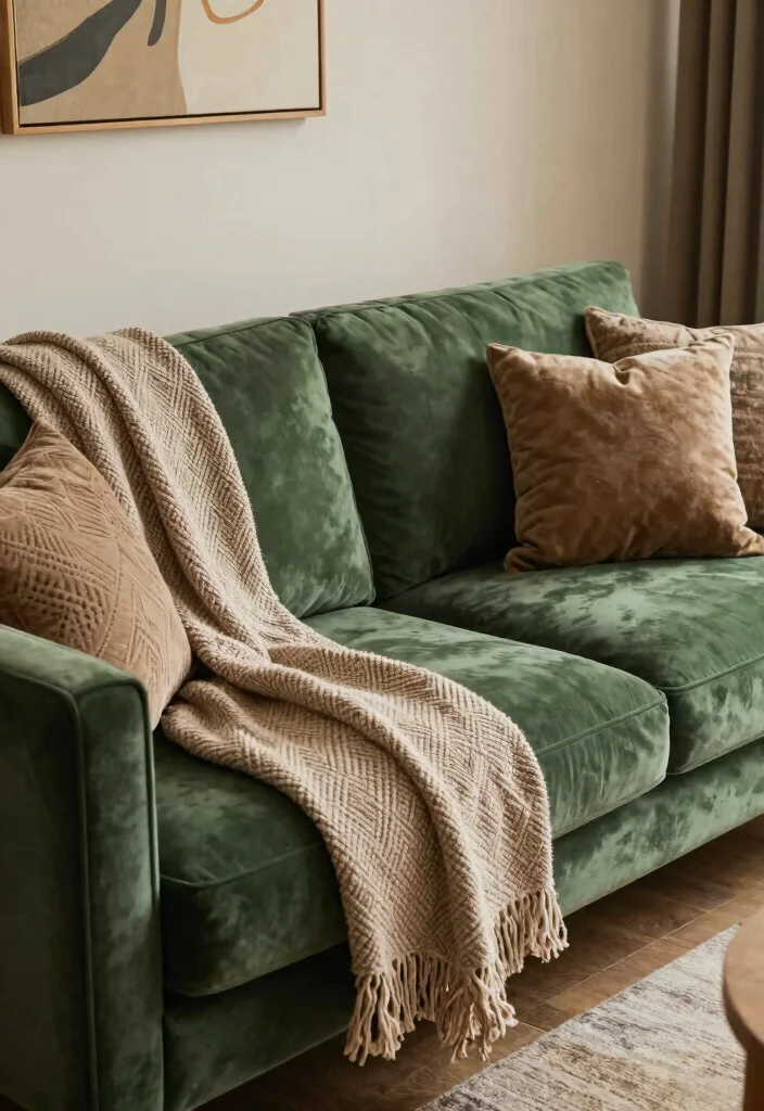16 Green Velvet Sofa Living Room Ideas Luxe Earthy Style 13. Luxurious Layering 0