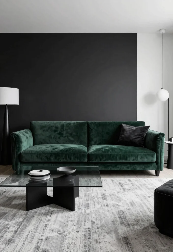 16 Green Velvet Sofa Living Room Ideas Luxe Earthy Style 6. Sophisticated Monochrome 0