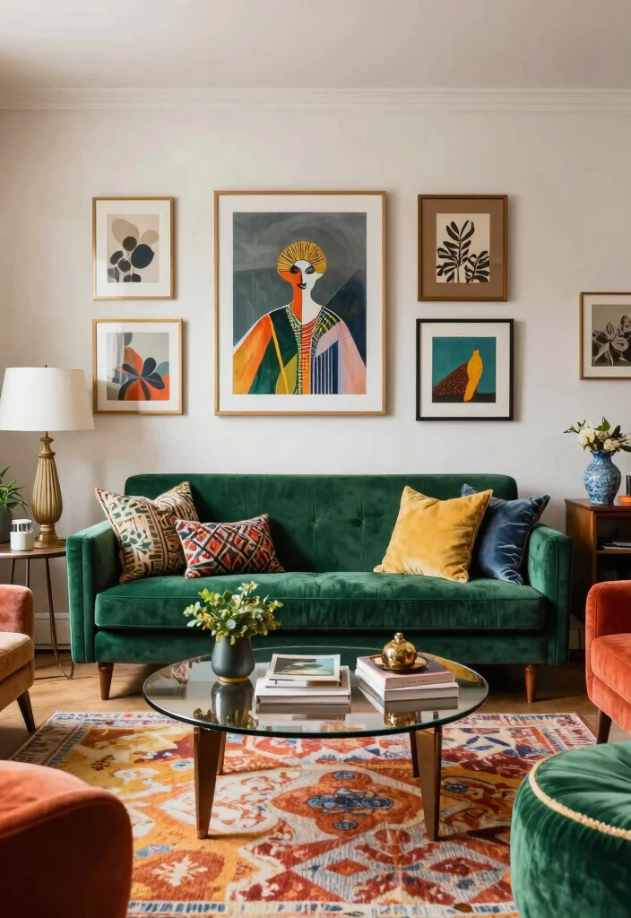 16 Green Velvet Sofa Living Room Ideas Luxe Earthy Style 8. Eclectic Mix 0