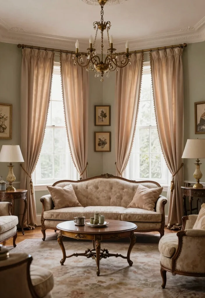 16 Nude Curtains Living Room Ideas in Neutral Warm Tones 13. Vintage Touch 0