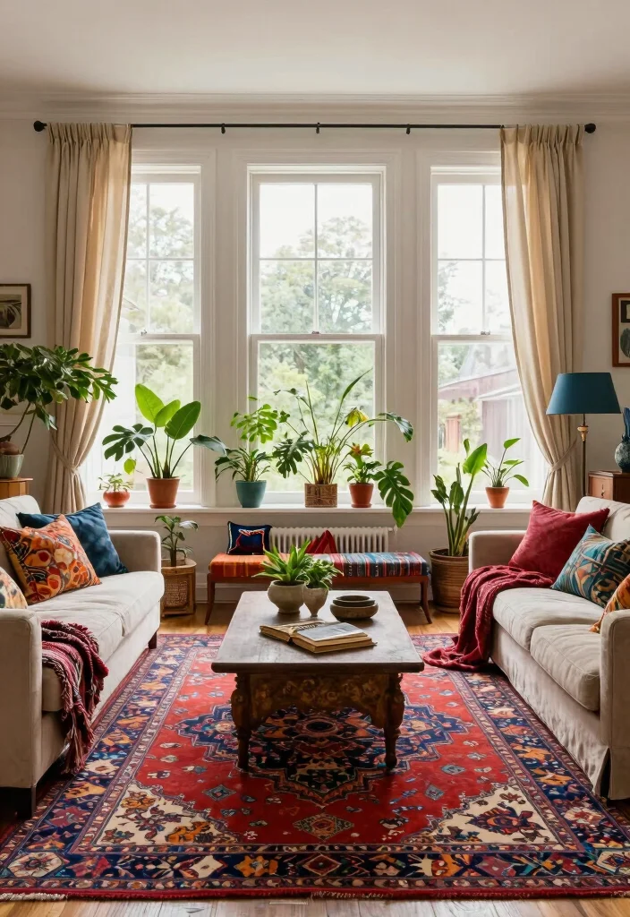 16 Nude Curtains Living Room Ideas in Neutral Warm Tones 5. Bohemian Bliss 0