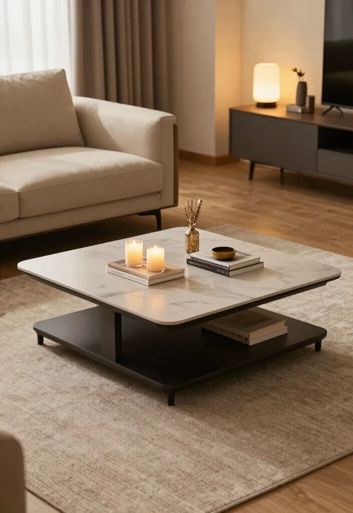 16 One Sofa Living Room Ideas Minimal and Functional 10. Dual purpose Coffee Tables 0