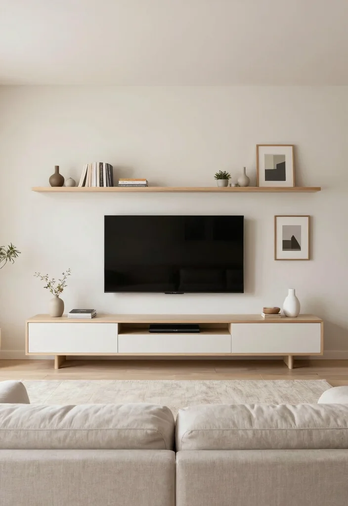 16 One Sofa Living Room Ideas Minimal and Functional 3. Minimalist Wall Mounted Features 0