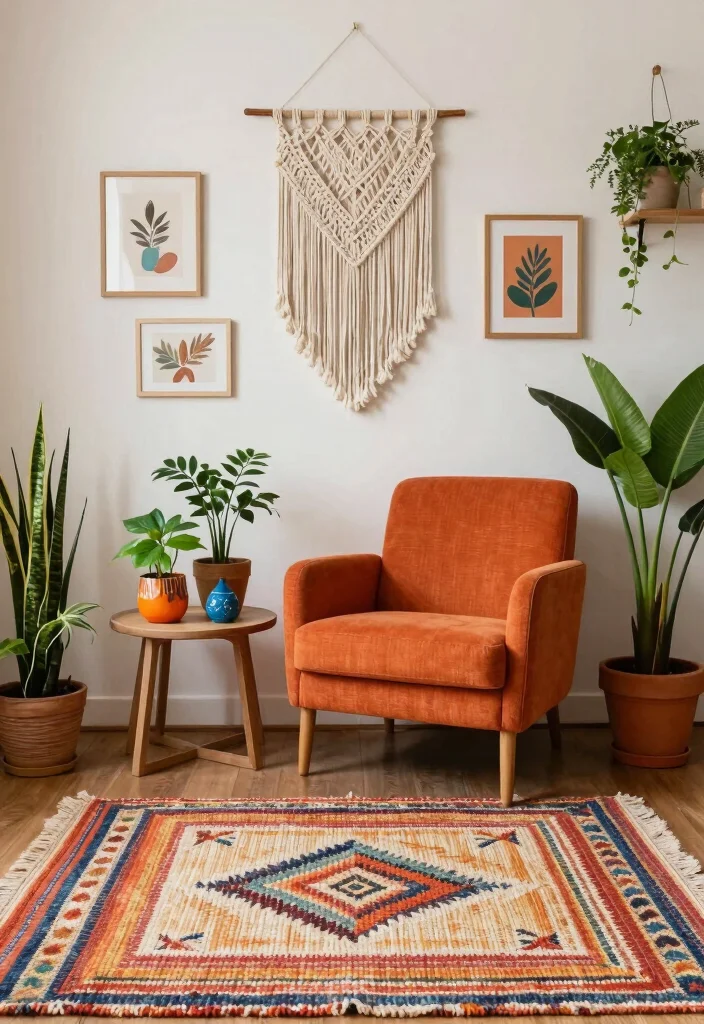16 Orange Chair Living Room Ideas Bold Warm Accents 2. Eclectic Bohemian Vibes 0