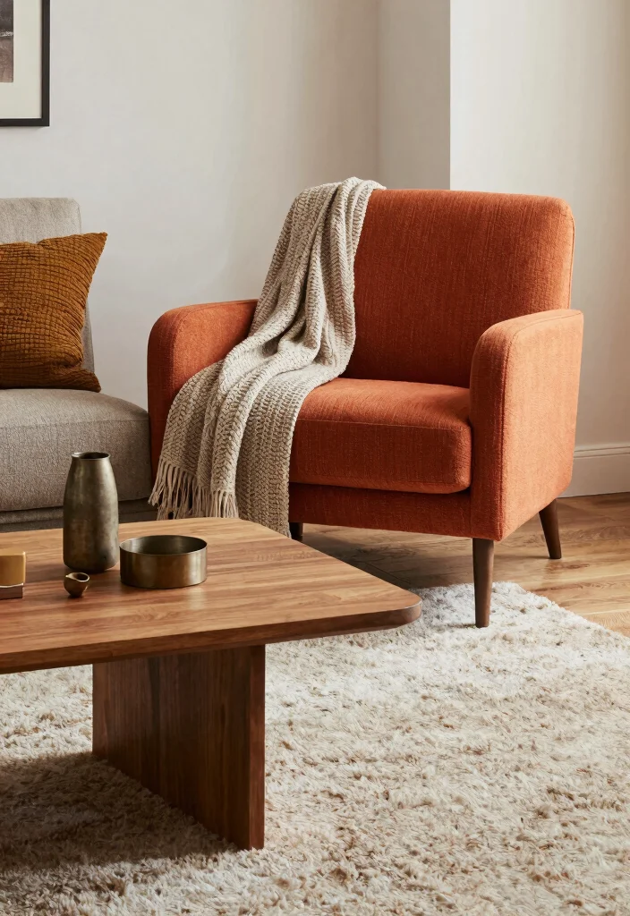 16 Orange Chair Living Room Ideas Bold Warm Accents 8. Layered Textures for Dynamic Appeal 0