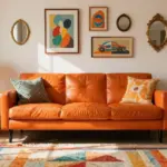 16 Orange Leather Couch Living Room Ideas Retro Warm Style