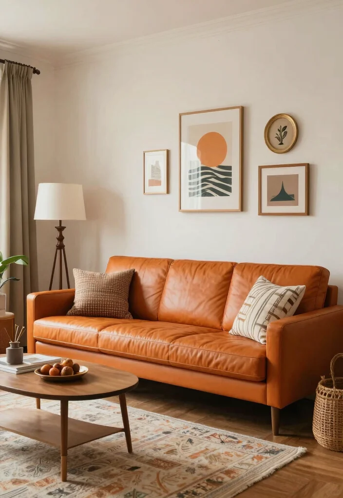 16 Orange Leather Couch Living Room Ideas Retro Warm Style Conclusion 0