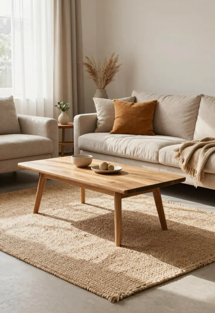 16 Rustic Rugs Living Room Ideas for Natural Cozy Texture 5. Introduce Natural Fiber Rugs 0