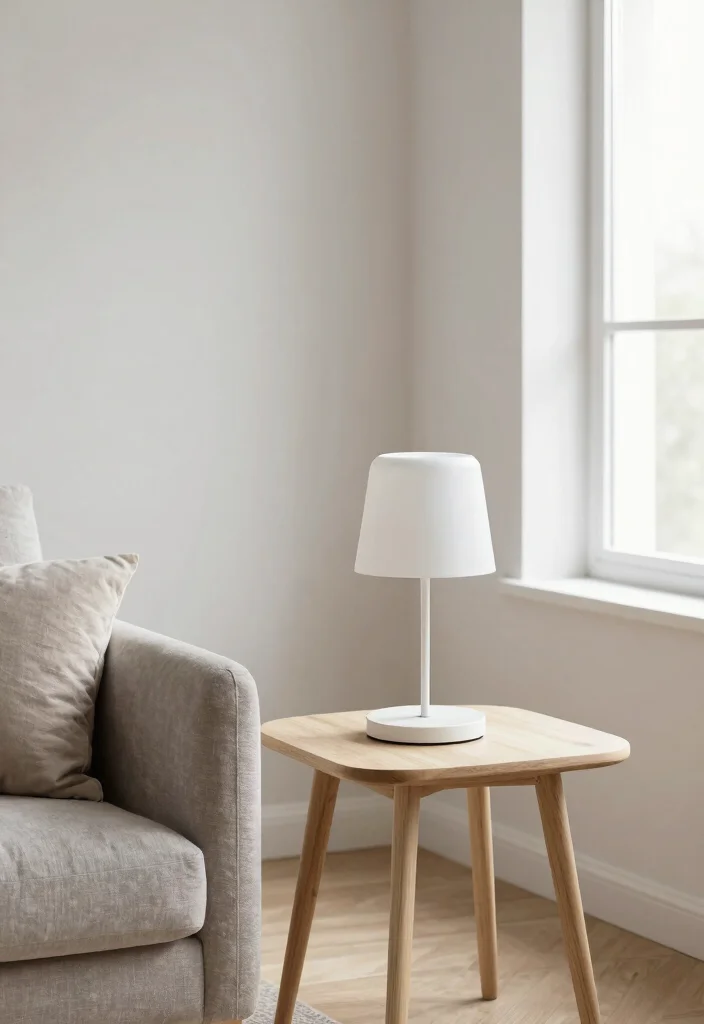 16 Table Lamps Living Room Ideas for Warm Layered Lighting 7. Scandinavian Minimalist Lamp 0