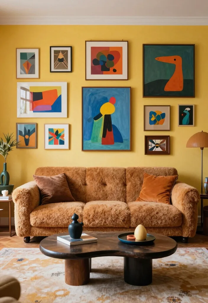 16 Teddy Sofa Living Room Ideas Cozy Plush Appeal 9. Artistic Flair 0