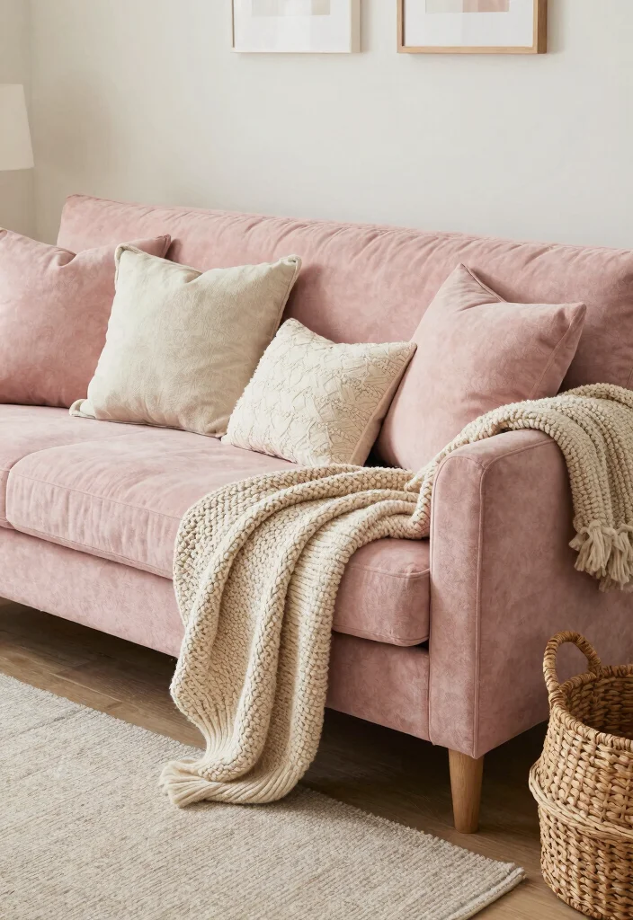 17 Blush Pink Sofa Living Room Ideas Soft Modern Elegance 12. Textured Layers 0