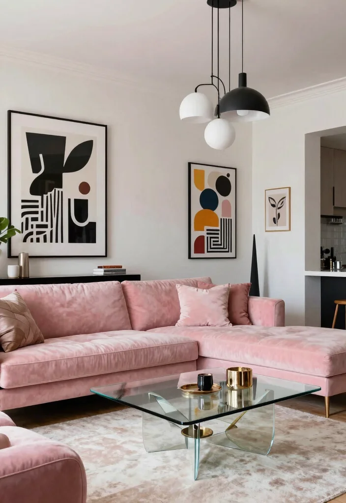 17 Blush Pink Sofa Living Room Ideas Soft Modern Elegance 13. Urban Chic 0