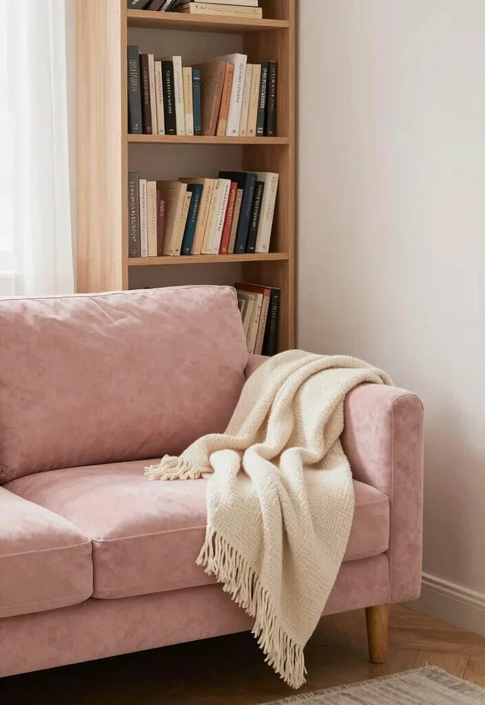 17 Blush Pink Sofa Living Room Ideas Soft Modern Elegance 17. Cozy Reading Nook 0