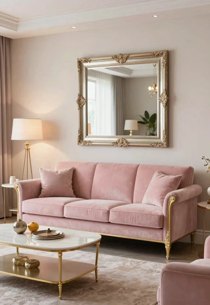 17 Blush Pink Sofa Living Room Ideas Soft Modern Elegance 4. Luxurious Accents 0