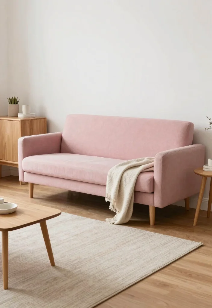 17 Blush Pink Sofa Living Room Ideas Soft Modern Elegance 6. Scandinavian Comfort 0