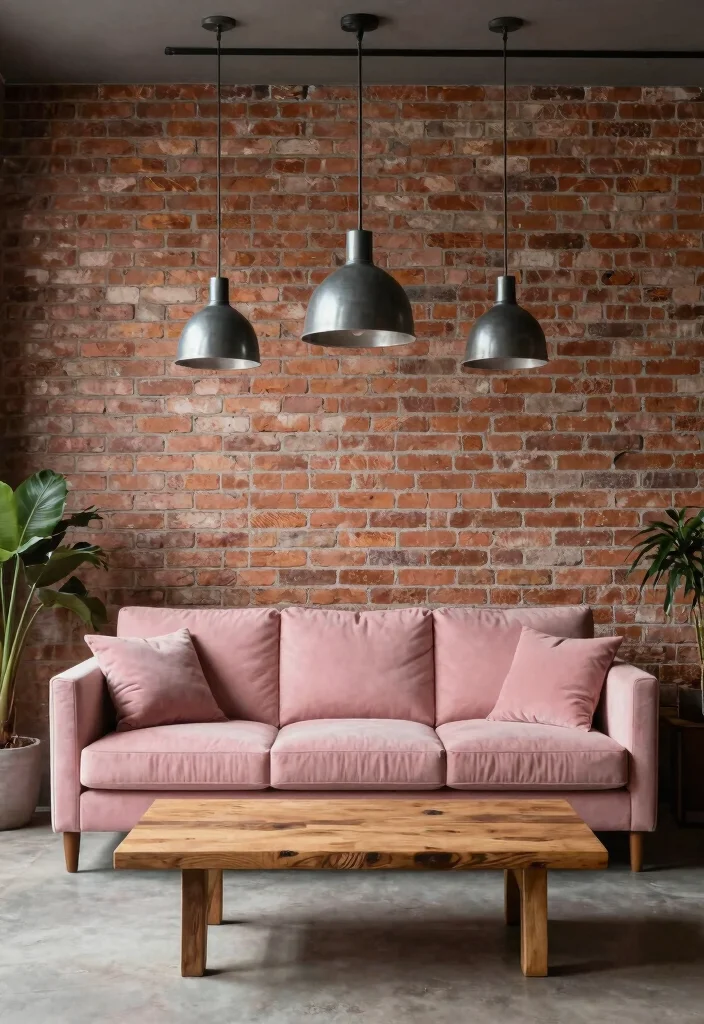 17 Blush Pink Sofa Living Room Ideas Soft Modern Elegance 7. Industrial Edge 0