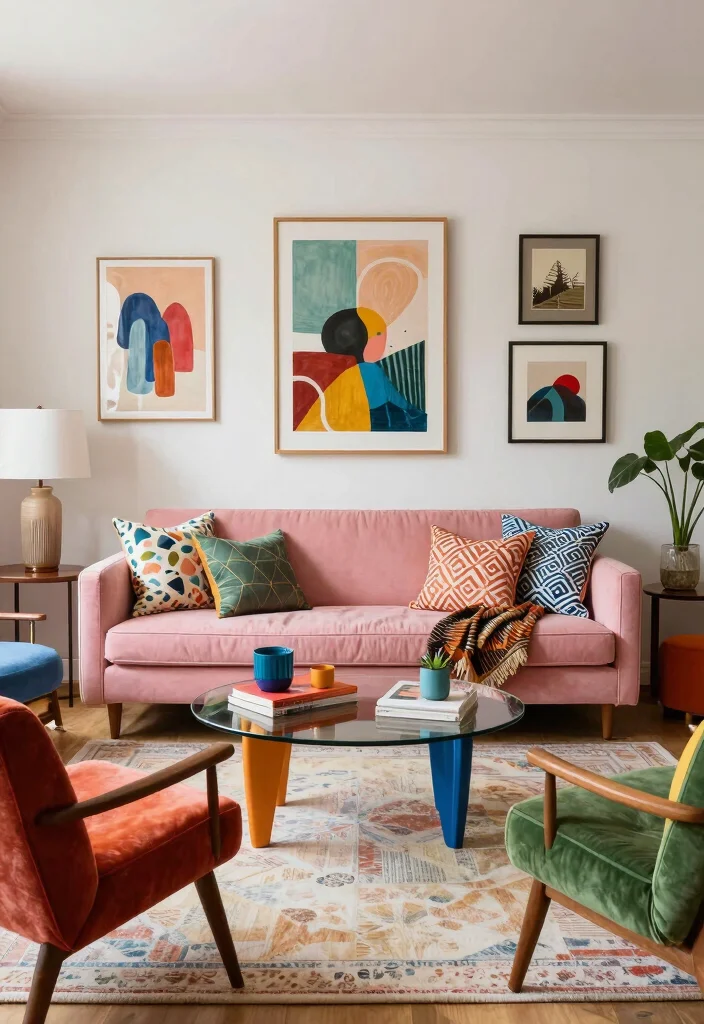 17 Blush Pink Sofa Living Room Ideas Soft Modern Elegance 8. Eclectic Mix 0