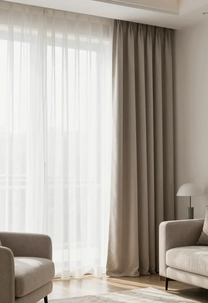 17 Double Curtains Living Room Ideas Layered Elegant Looks 14. Transitional Styles with Neutral Layers 0