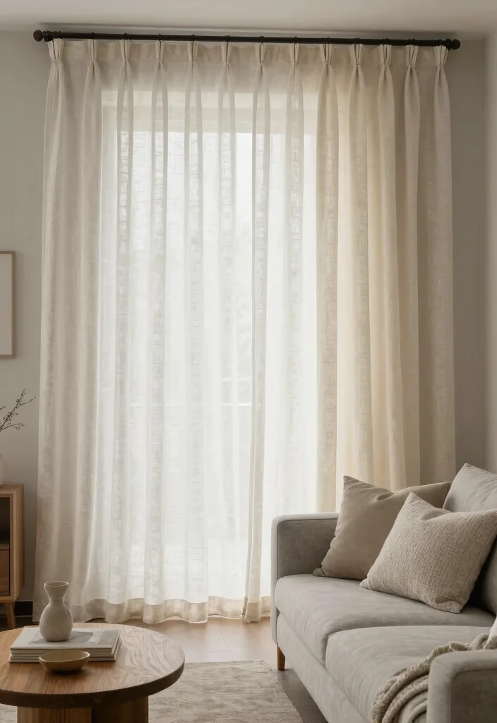 17 Double Curtains Living Room Ideas Layered Elegant Looks 4. Elegant Neutrals with a Twist 0