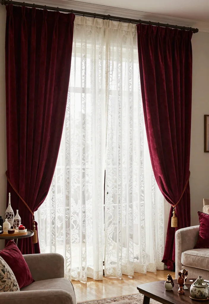 17 Double Curtains Living Room Ideas Layered Elegant Looks 6. Textured Fabrics for Depth 0