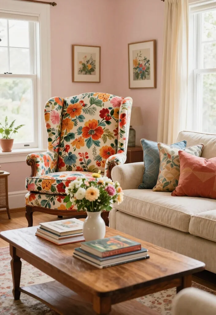 17 High Back Chairs Living Room Ideas Elegant Supportive Seating 3. Vintage Floral Comfort 0