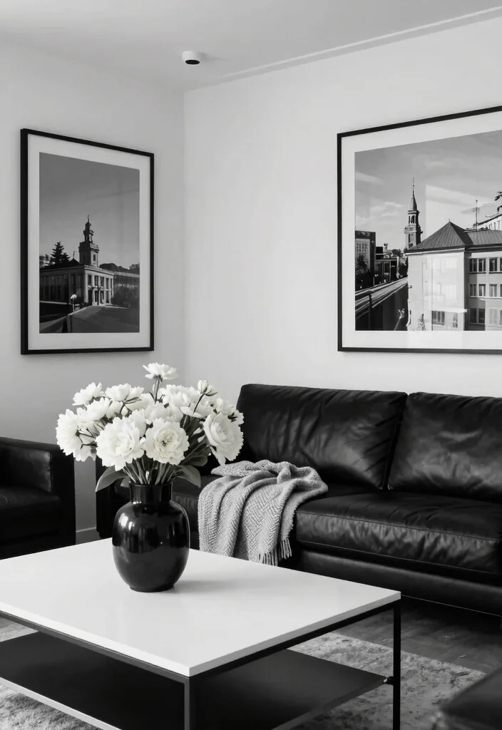 17 Living Room With Black Leather Couch Ideas Sleek Modern Looks 1. Monochrome Elegance 0