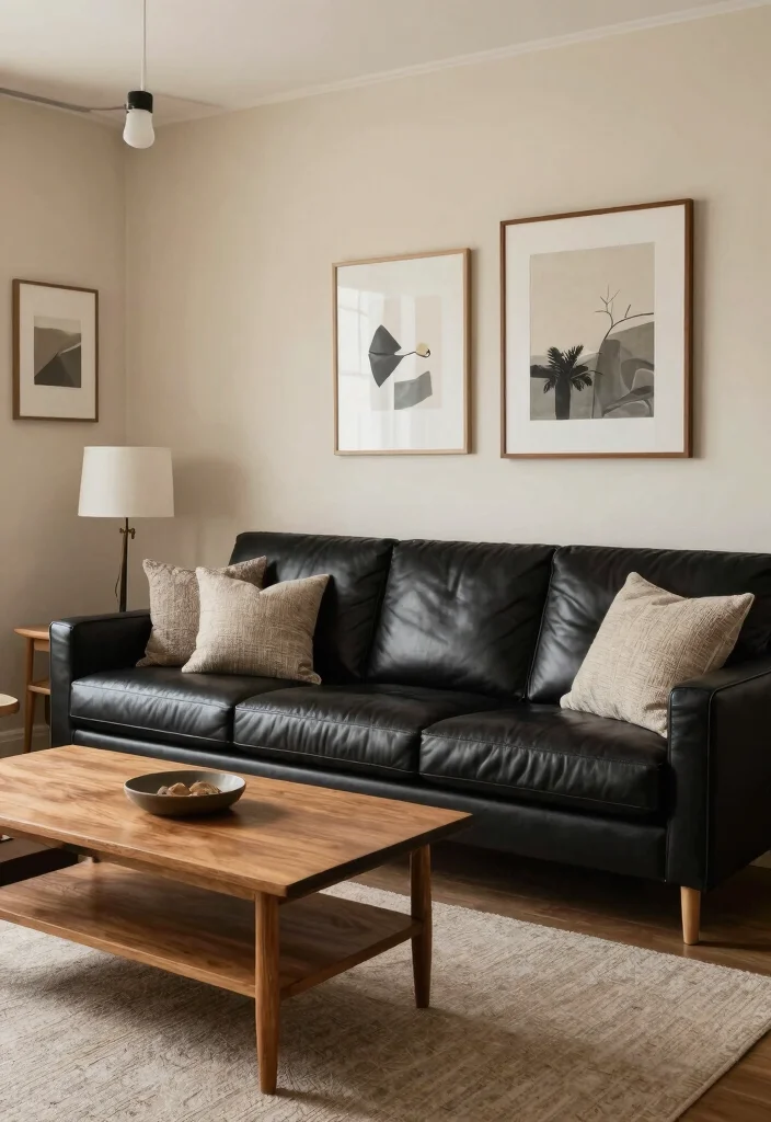17 Living Room With Black Leather Couch Ideas Sleek Modern Looks 14. Transitional Style 0