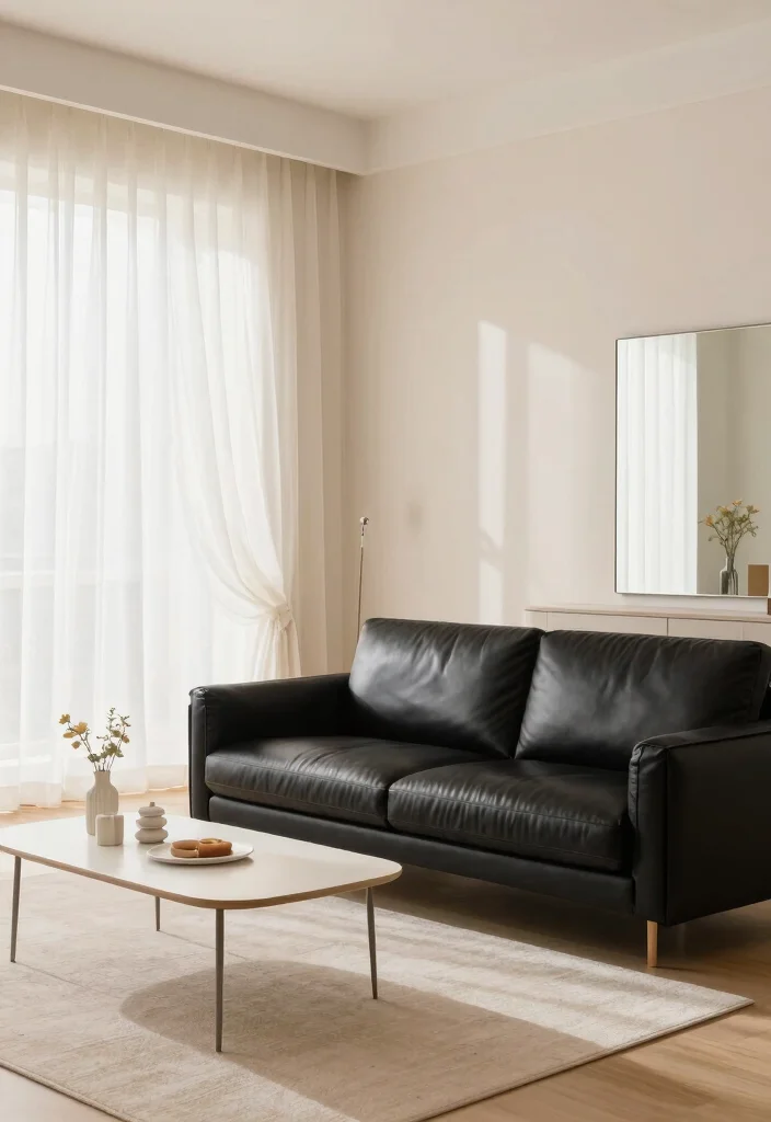 17 Living Room With Black Leather Couch Ideas Sleek Modern Looks 15. Light and Airy 0