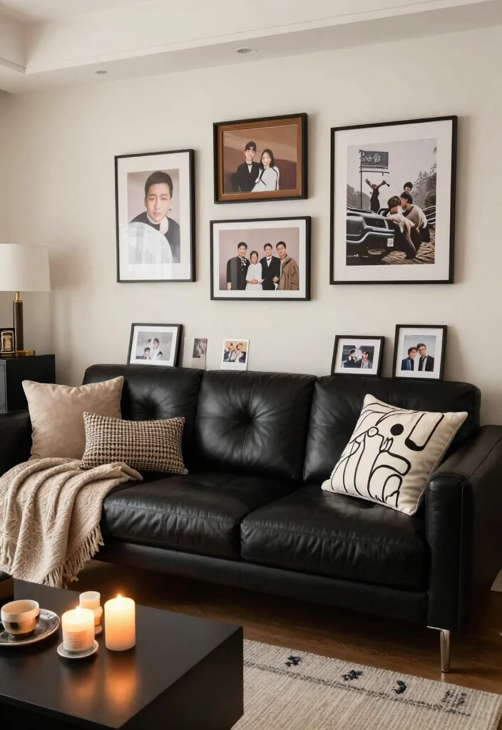 17 Living Room With Black Leather Couch Ideas Sleek Modern Looks 16. Personalized Touches 0