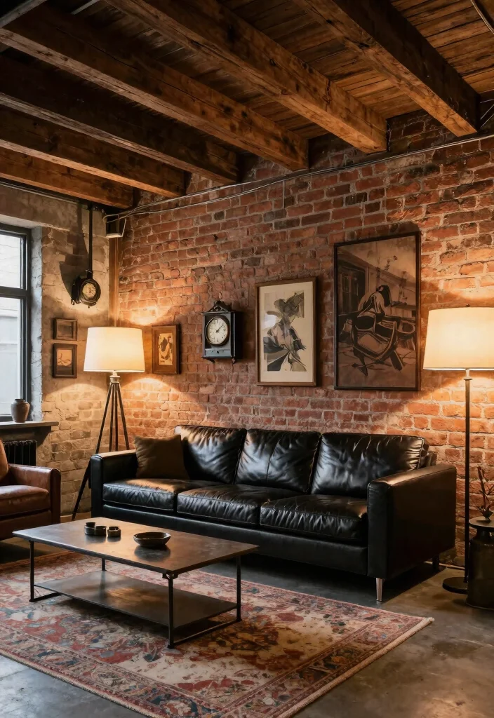 17 Living Room With Black Leather Couch Ideas Sleek Modern Looks 6. Industrial Chic 0