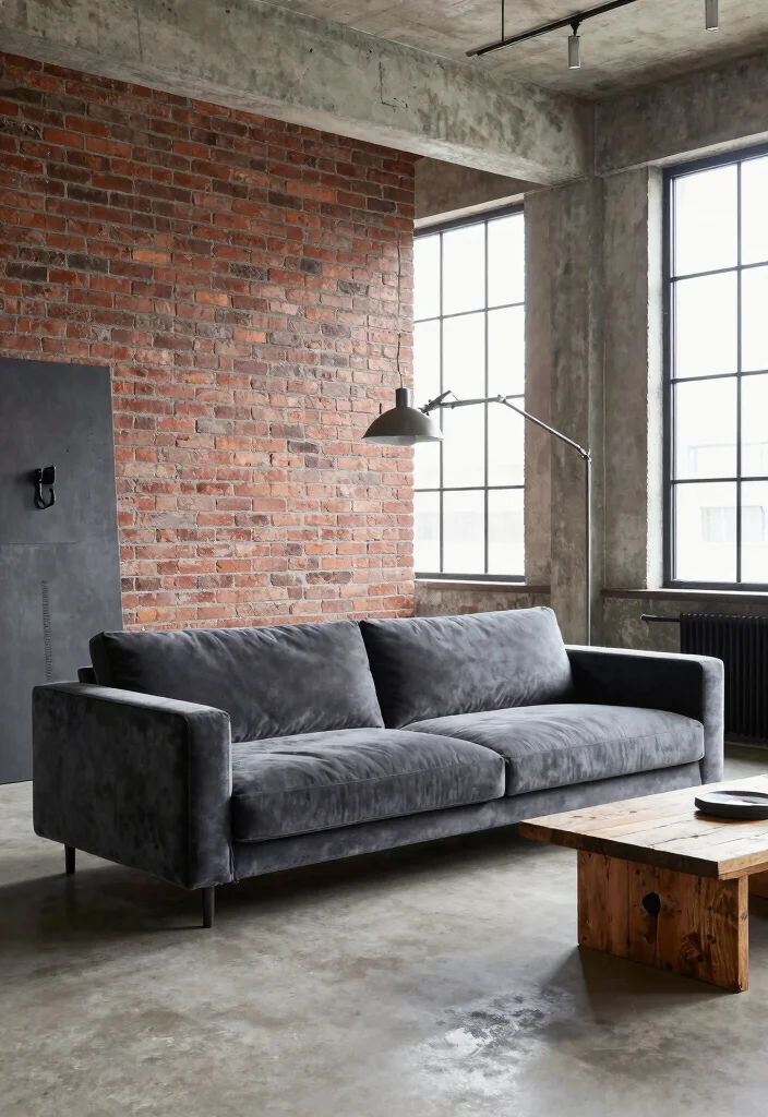 17 Petrol Sofa Living Room Ideas Deep Moody Color Inspiration 4. Industrial Chic 0