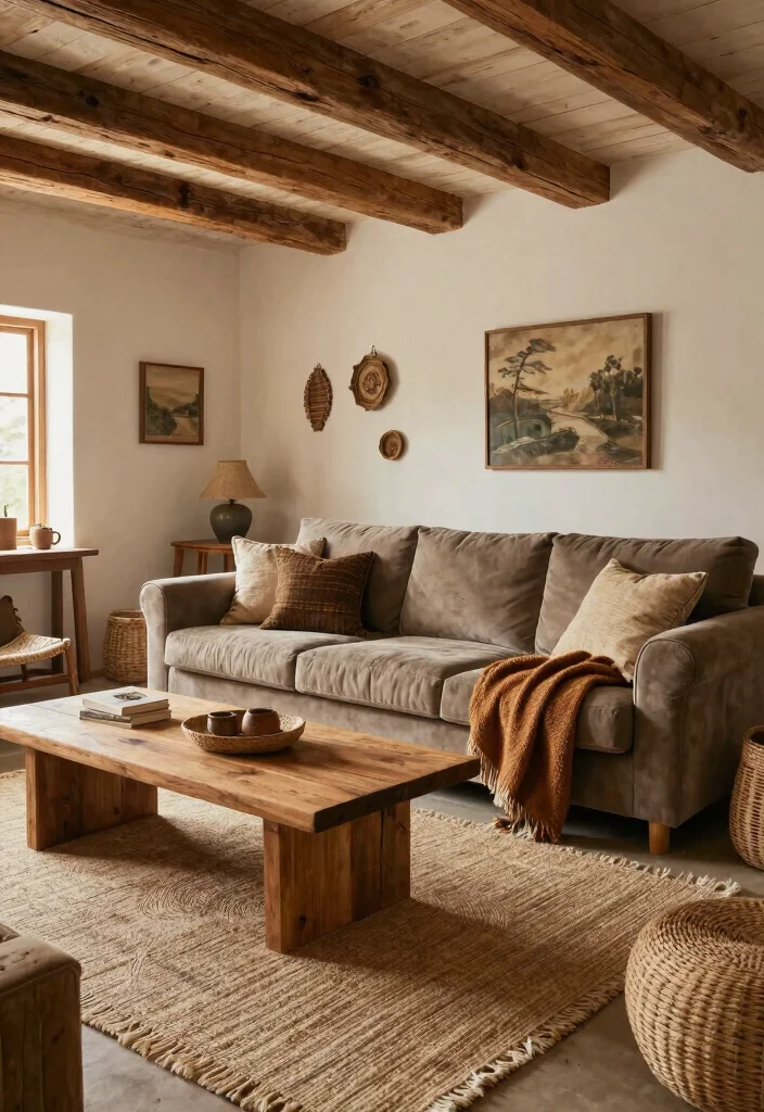 17 Petrol Sofa Living Room Ideas Deep Moody Color Inspiration 5. Rustic Retreat 0