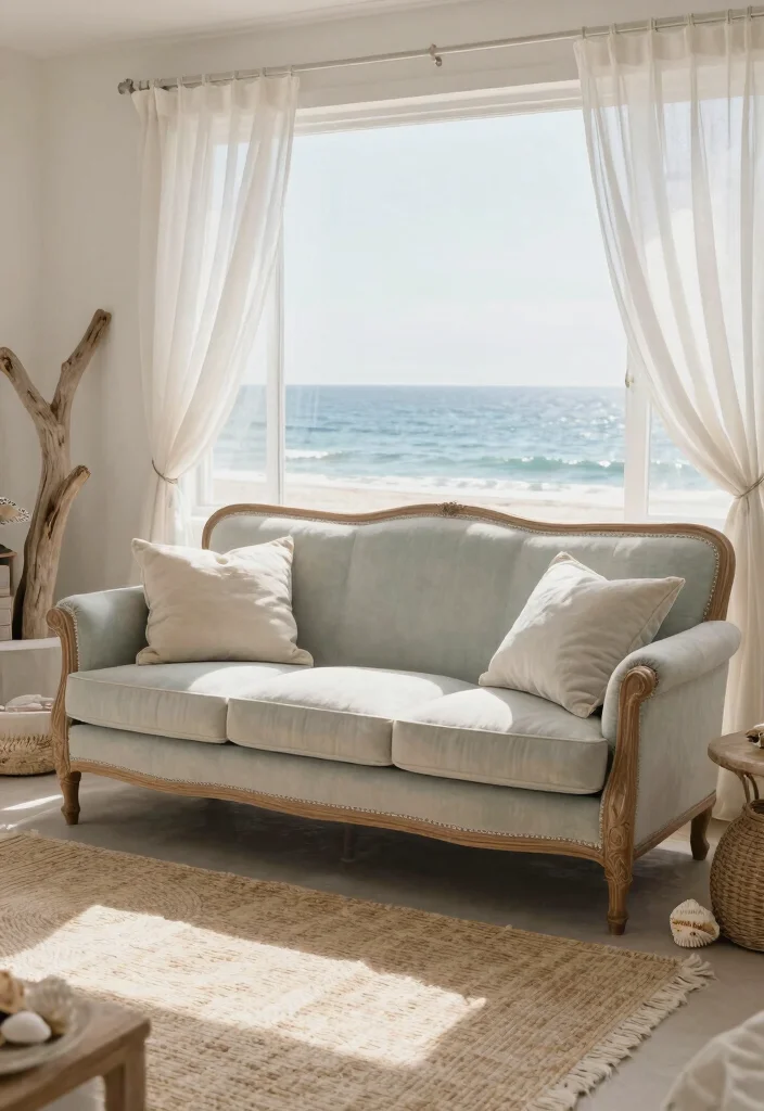 17 Vintage Couch Living Room Ideas Timeless Character 10. Coastal Vintage Vibes 0